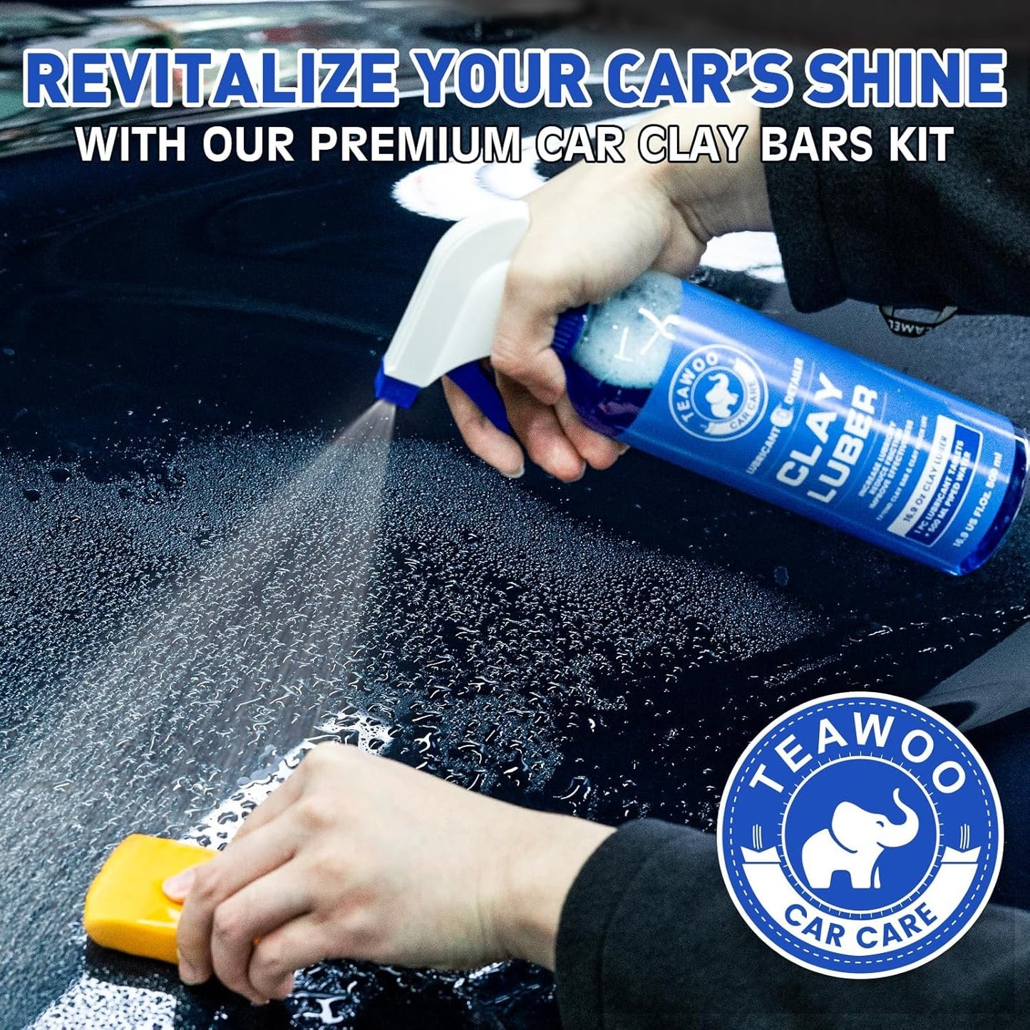 Car Clay Bars Kit, 6 Clay Bars & 20 PCS Lubricant Tablets, Complete Car Detailing Kit, Spray Bottle, Disposable Gloves and Microfiber Towels for Car Detailing Cleaning