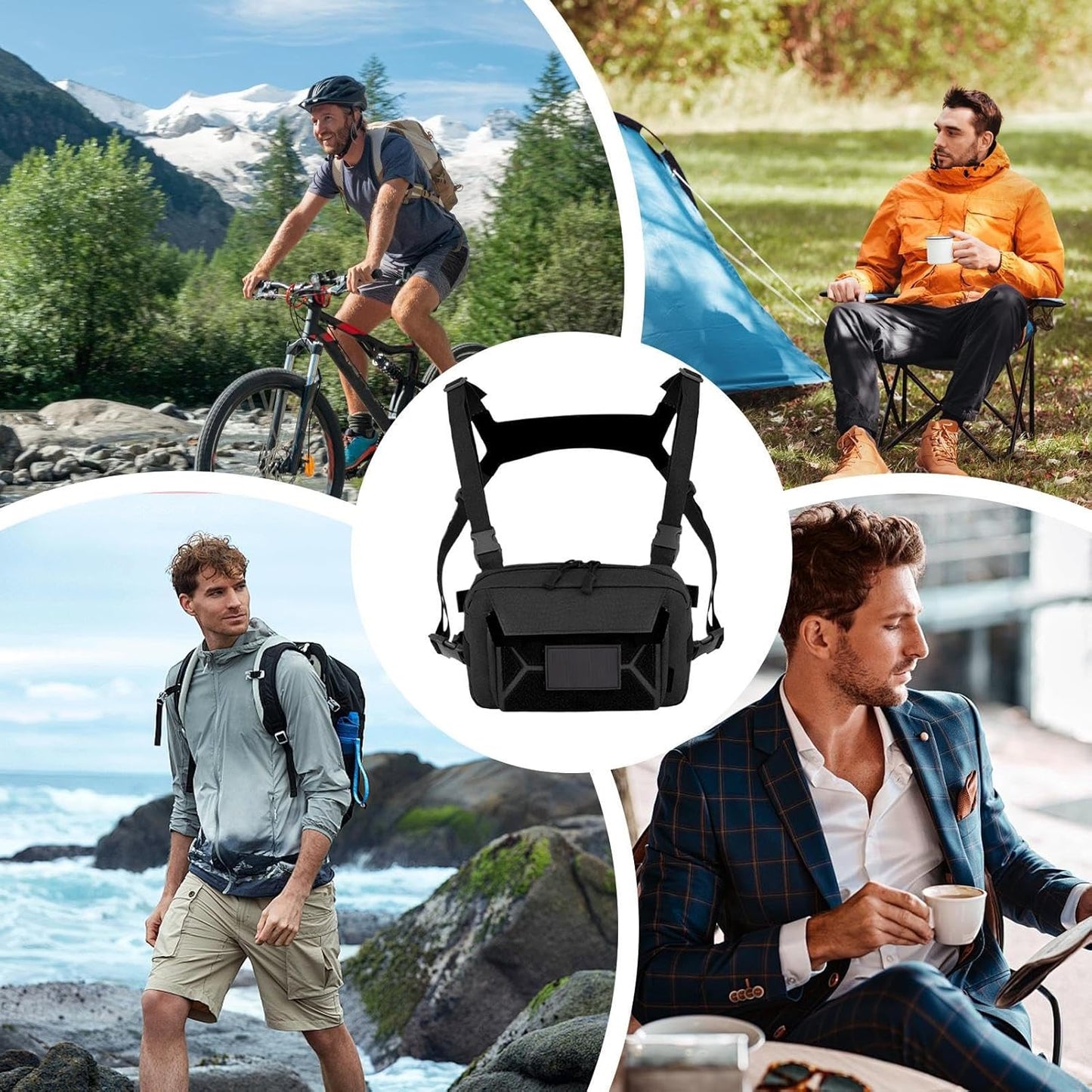 Running Chest Bag, Cycling Waistcoat Pack, Oxford Cloth Material, Anti-Theft Lightweight Chest Bag For Hiking, Fishing, Hunting, Multi-Use Outdoor Gear, Adjustable & Unisex Design, 1-Pack