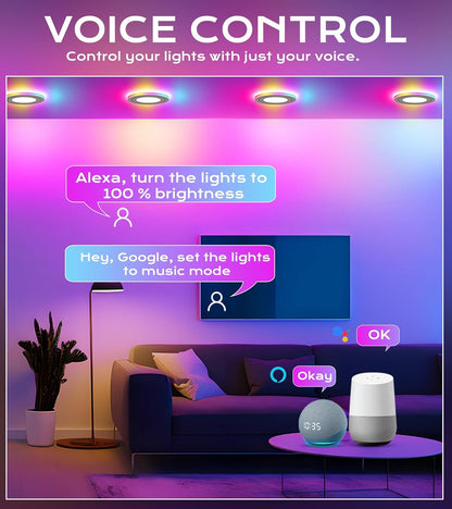 CLOUDY BAY [4 Pack] 6 Inch Gimbal Smart Recessed Lighting with Gradient Accent Light and Night Light,15W 2700K~6500K RGB LED Recessed Lights, Compatible with Alexa and Google Home Assistant