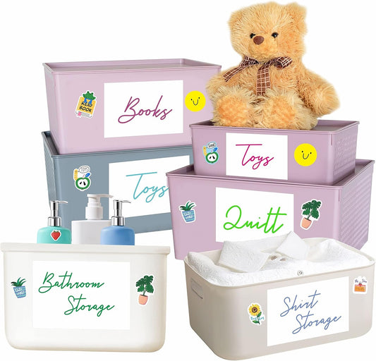 70 Large Size Blank Labels, Water/Oil/Tear Resistant, Inkjet & Laser Printer Available Removable No Residue for Home Organization Projects, Bins, Kitchen Storage Containers, Desk Items(8.5”x 5.5”)