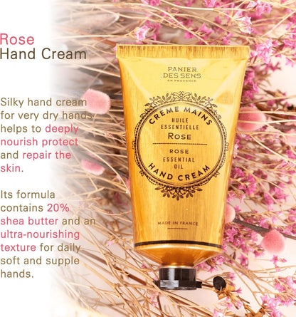 Panier des Sens Dry Cracked Hand Cream with Shea Butter Rosa - Moisturizing Hand Cream - Made in France 97% Natural - 2.6 floz/75 ml