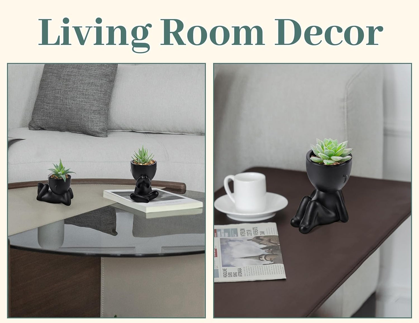 Der Rose 3pcs Fake Plants Cute Succulents Artificial Plants for Black Bathroom Bedroom Home Aesthetic Room Office Desk Accessories Decor Indoor