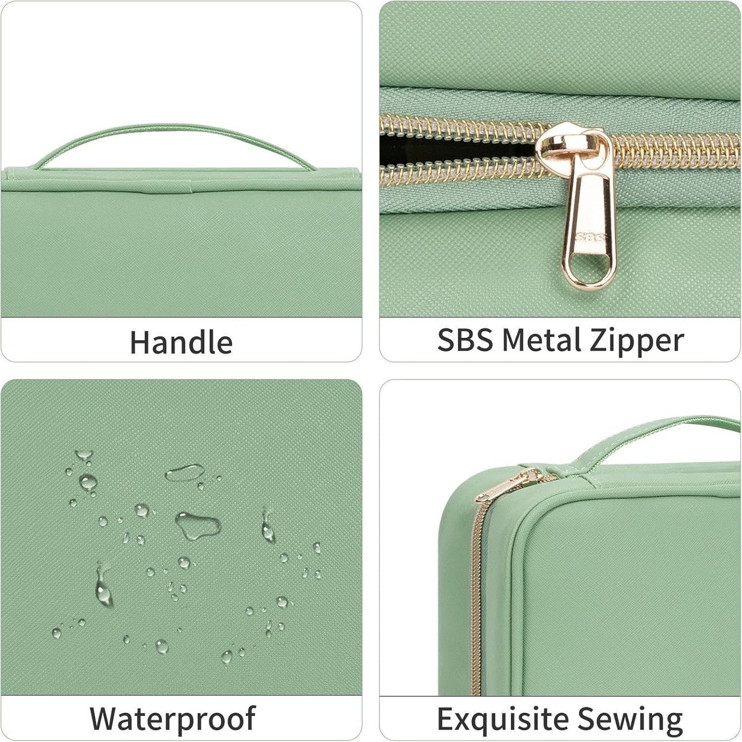 Travel Toiletry Bag with Hook, Hangable Foldable 3-Compartment Organizer, Portable Makeup Pouch with Handle, Spacious Travel Bag for Toiletries and, 1 Piece, Single Attribute, Se rÃ©fÃ©rer au