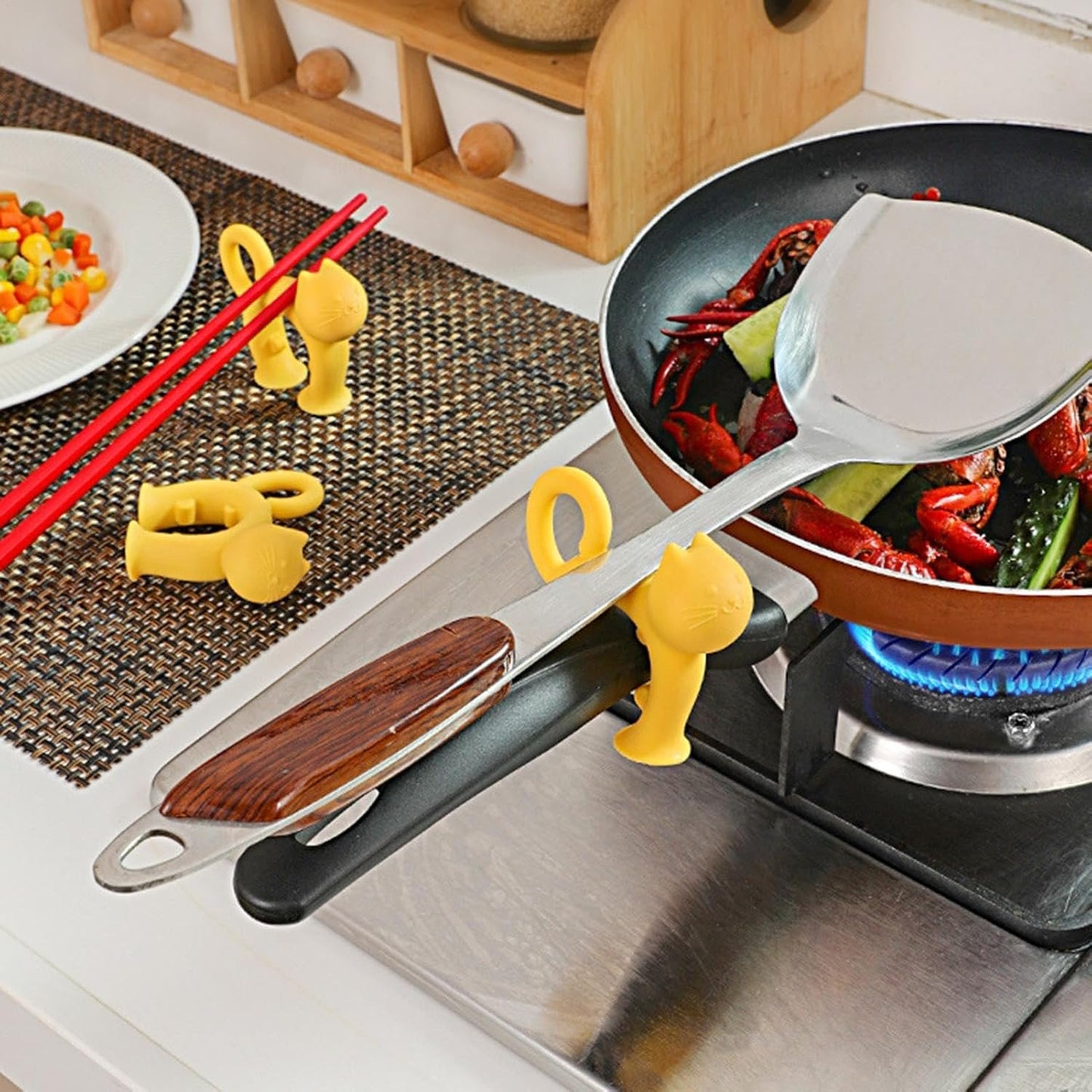 Porta spatola al silicone, cucchiaio REST - Porta di cottura cucchiai a di gatto,Utensile da cucina resistente al calore Gadget da cucina per il ristorante per la casa
