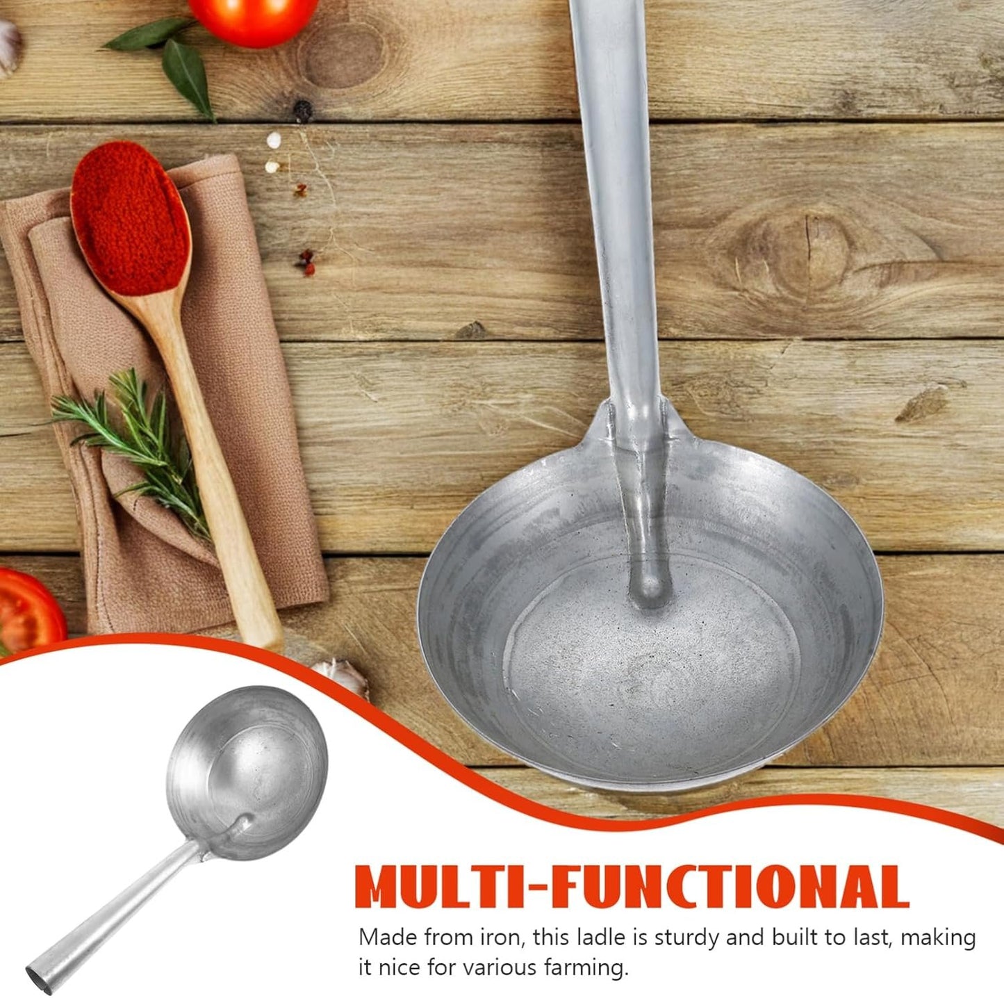 POPETPOP Sturdy Iron Farm Watering Spoon Multi-use Feeding Scoop for Garden Livestock