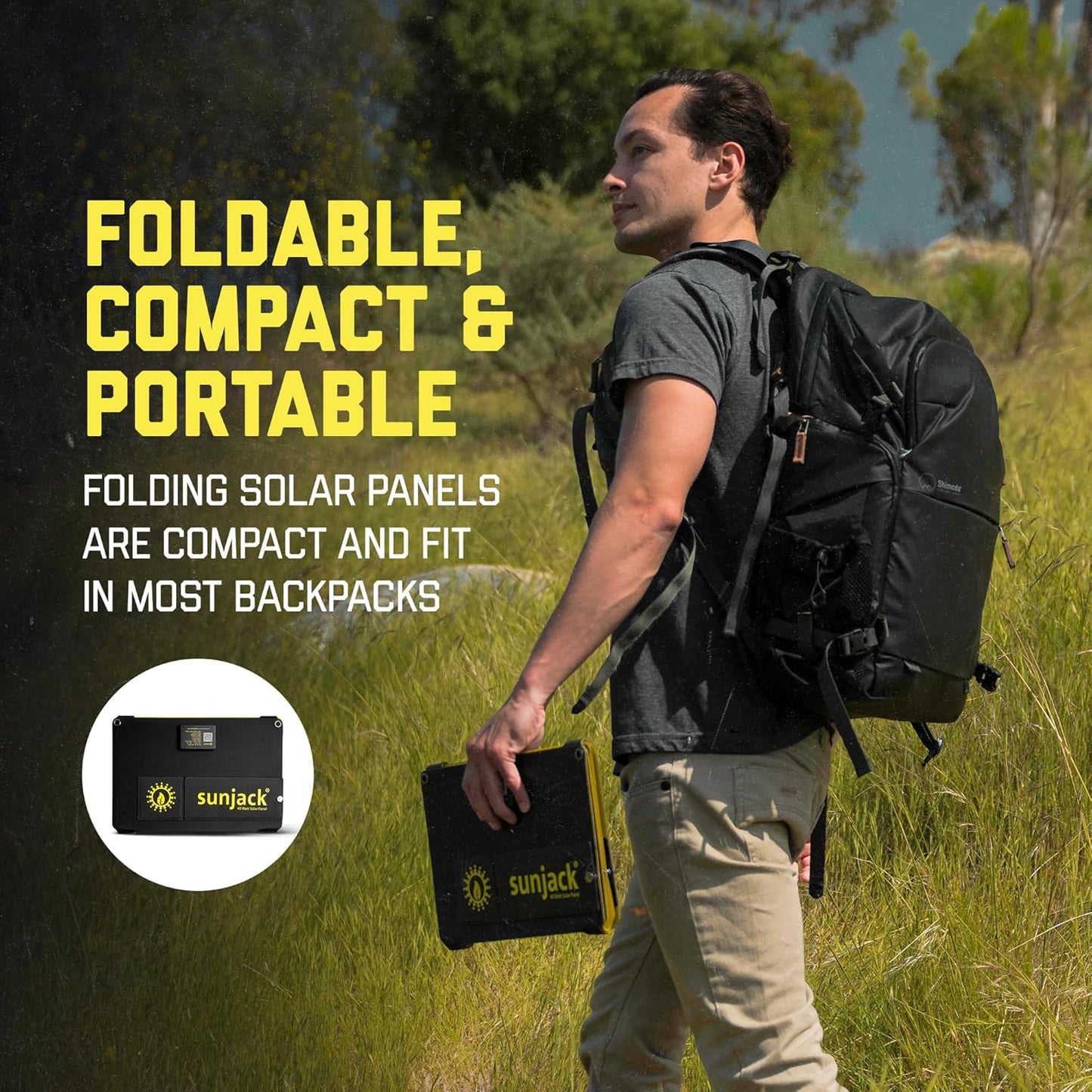 SunJack 40W Folding Portable Solar Panel Charger with Kickstands, IP67 Waterproof ETFE and DC/USB-A QC3.0 / USB-C PD30 for Cell Phone, Laptop, Power Station, Backpacking, Camping, Hiking, Emergency