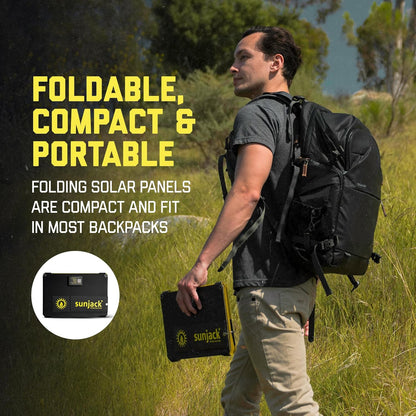 SunJack 40W Folding Portable Solar Panel Charger with Kickstands, IP67 Waterproof ETFE and DC/USB-A QC3.0 / USB-C PD30 for Cell Phone, Laptop, Power Station, Backpacking, Camping, Hiking, Emergency