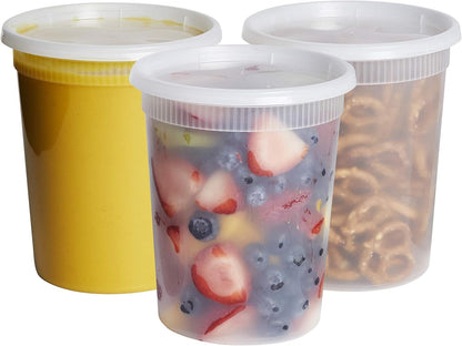 GUSTO [32 oz. - 24 Count] Deli Containers with Lids - Disposable Food Storage Containers With Airtight Lids, Ideal for Soups, Stews, and Meal Prep (Formerly Comfy Package)