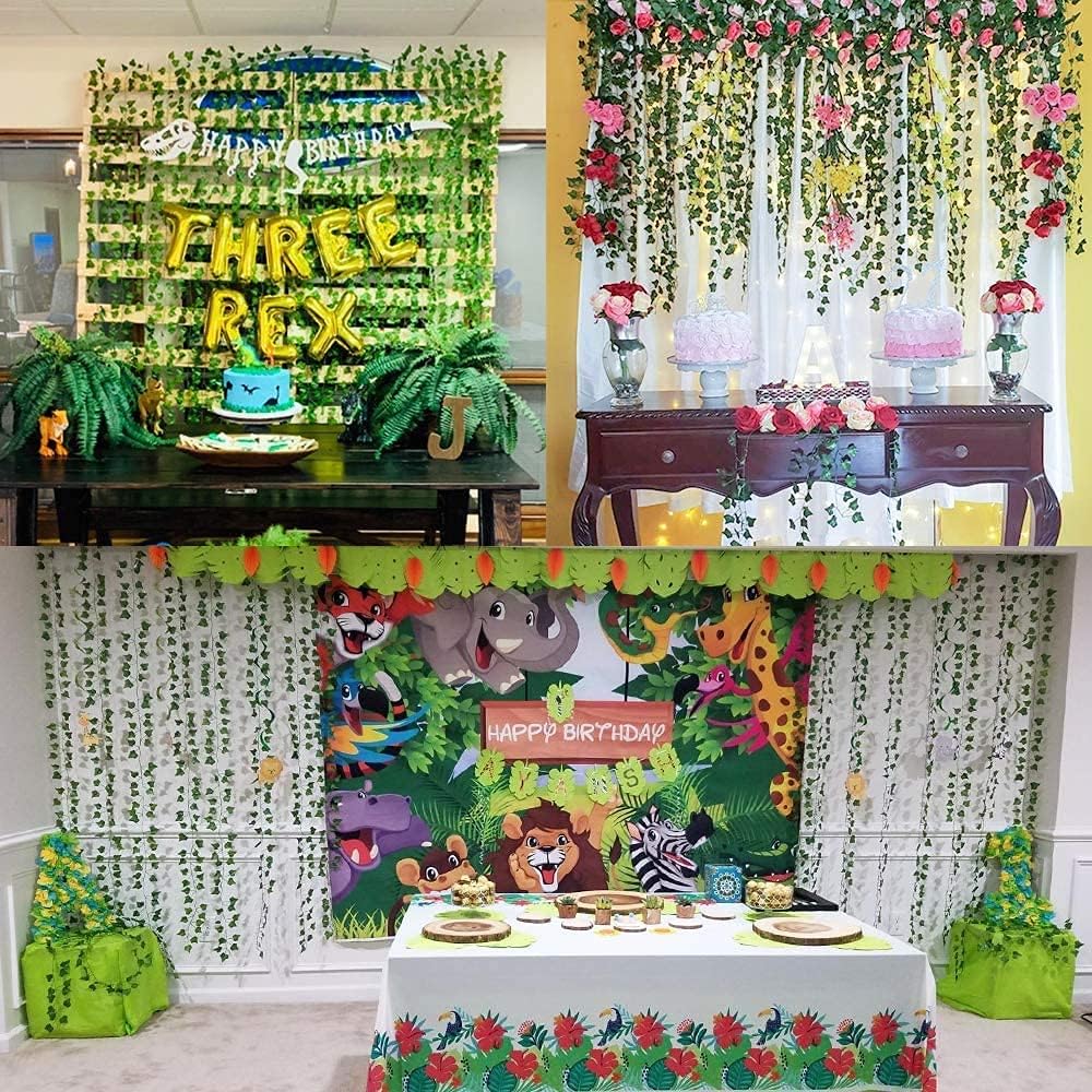 Uandhome 84 Feet 12 Strands Artificial Ivy Leaf Plants Vines Hanging Garland Fake Greenery Vines Foliage Flowers Home Kitchen Garden Office Wedding Wall Decor