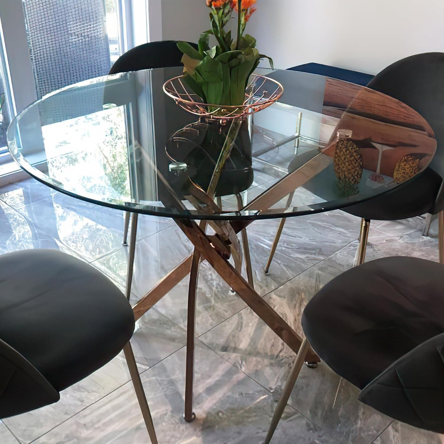 40" Round Tempered Glass Table Top, Transparent Table Surface 1/4'' Thick Pencil Polished Edge Multipurpose for Dining Table, Home Office Glass Countertop.