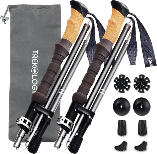 TREKOLOGY Hiking Poles Collapsible Lightweight, Nordic Walking Poles for Seniors Women, Walking Sticks for Seniors, Trekking Poles Collapsible, Cork Pole Grip, Hiking Gear