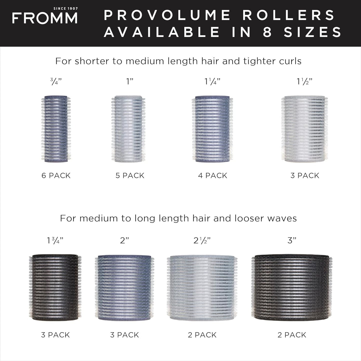 Fromm ProVolume 2.5" Self-Grip Ceramic Ionic Thermal Hair Rollers, 2 Count Large Salon Quality Hair Curlers for Medium and Long Hair, Blowouts, Curtain Bangs