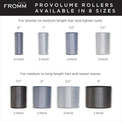 Fromm ProVolume 2.5" Self-Grip Ceramic Ionic Thermal Hair Rollers, 2 Count Large Salon Quality Hair Curlers for Medium and Long Hair, Blowouts, Curtain Bangs