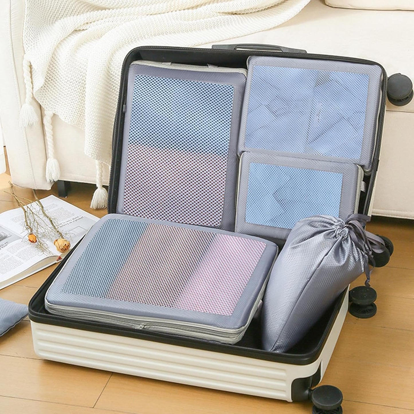 Suitcase Organizer Bags | Set of 8 Waterproof Travel Bags for Suitcase Packing,Garment Organization Bags with Zipper Closure for Basements, Bedroom