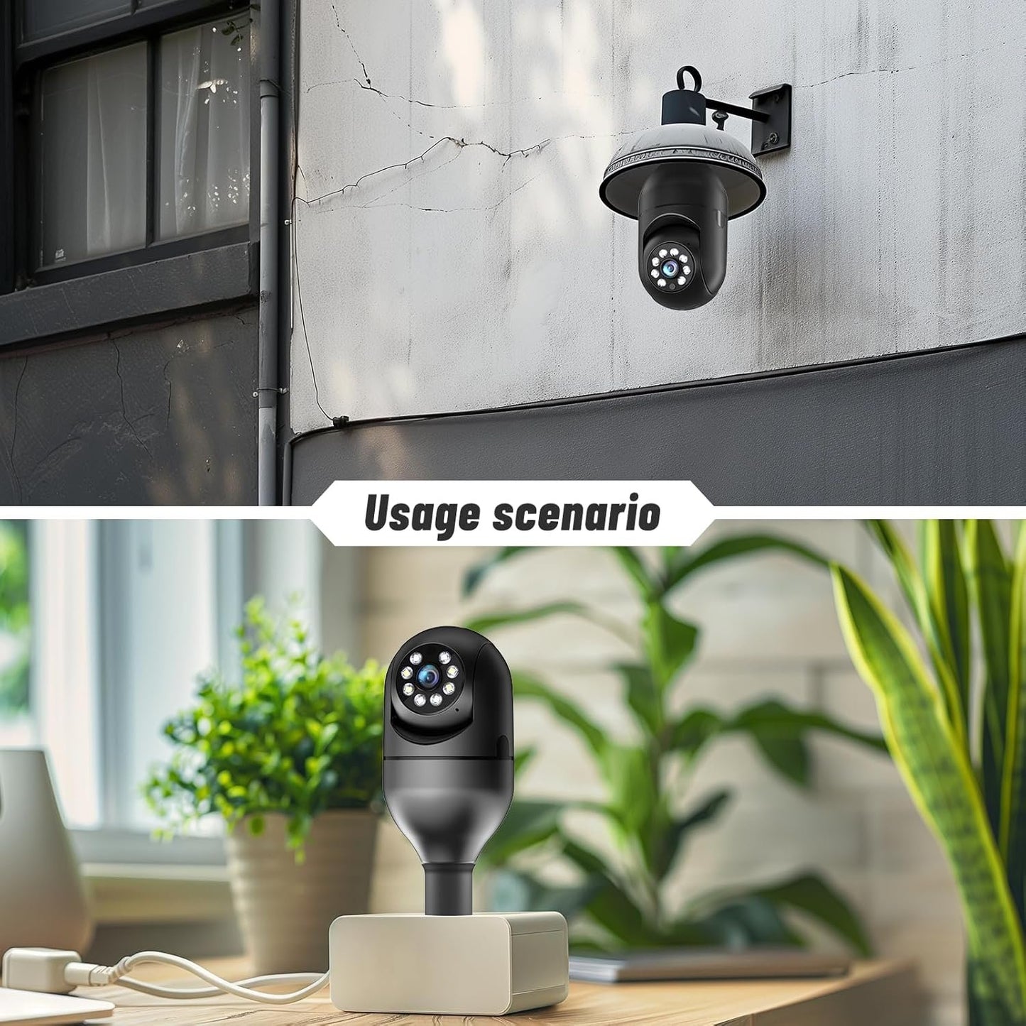 Light Bulb Security Camera 5G WiFi 2K Light Socket Security Cameras Wireless Outdoor EseeCloud, 360 Screw in Sight Bulb Motion Detection Siren Alarm Lightbulb Camera 2-Way Audio Color Night Vision