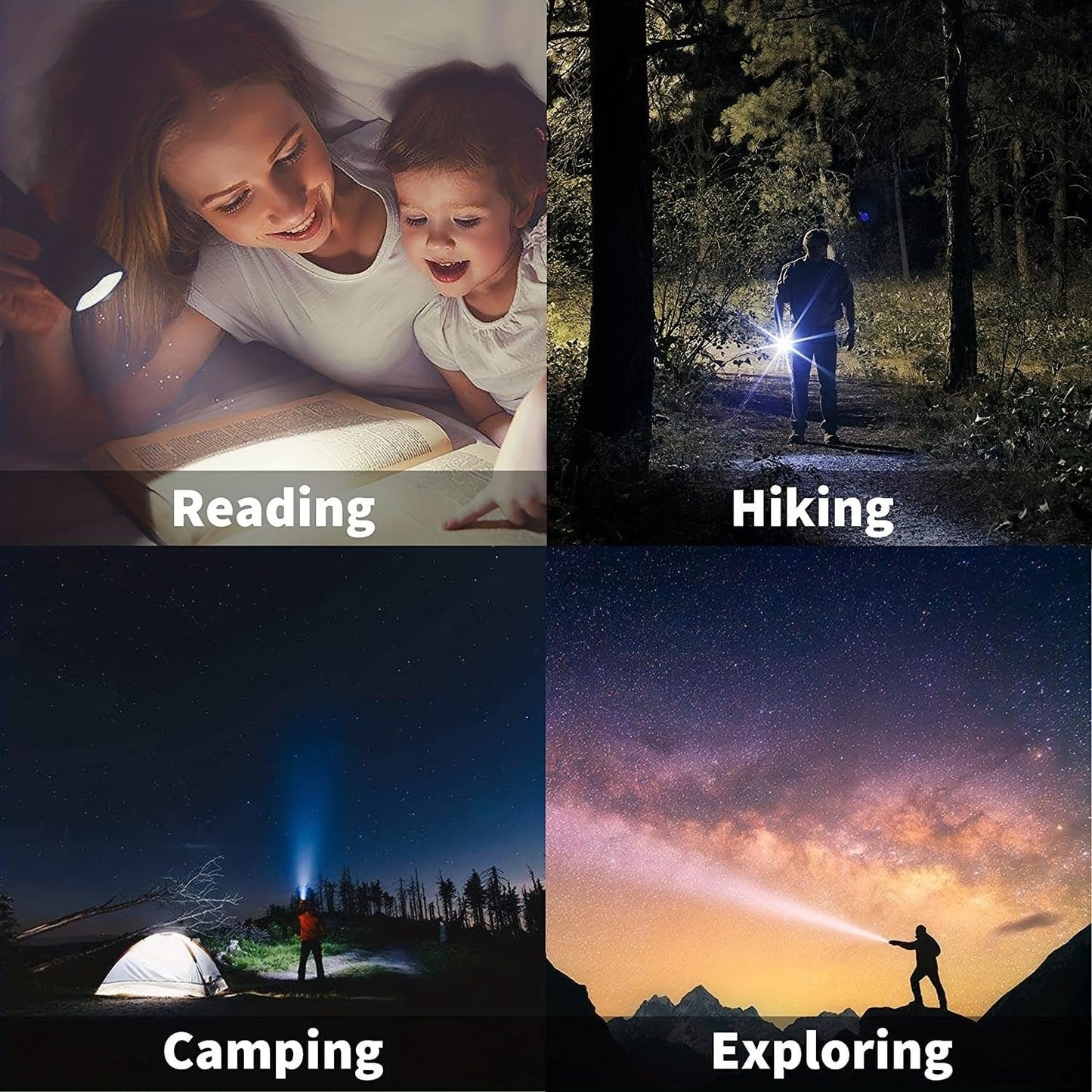 4-Pack Compact LED Flashlight High Lumens - Super Bright, Powerful, Zoomable, Waterproof, Tactical Flashlights for Outdoor Activity & Emergency Use