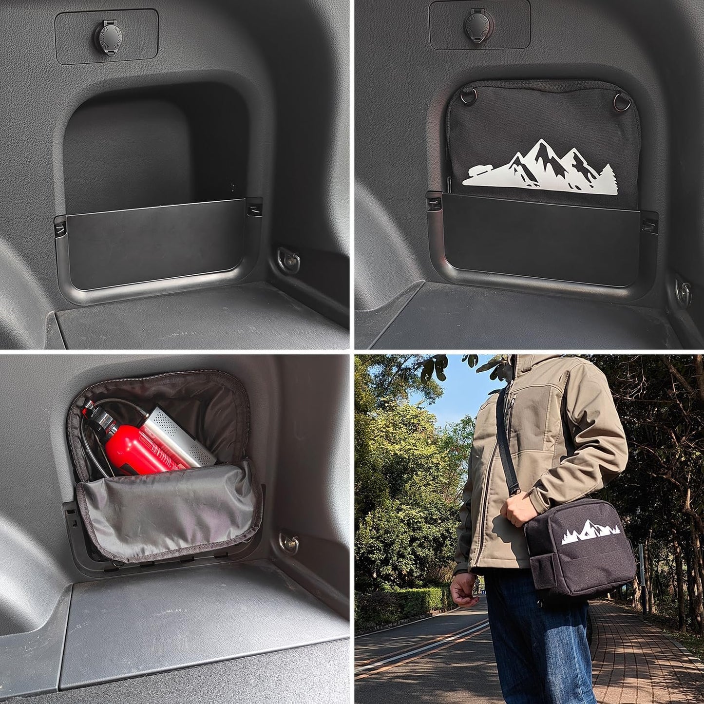 TulinTulin Trunk Upgrade, Trunk Organizer Pocket Multifunction Backpack, Trunk Cubby Storage bag，Cargo side pocket For Toyota Rav4 2025 2024 2023 2022 2021 2020 2019 Black, 1 pc