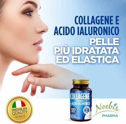 Marine Collagen and Hyaluronic Acid: Supplement for Skin, Bones and Joints | 120 Capsules - 4 Months Supply