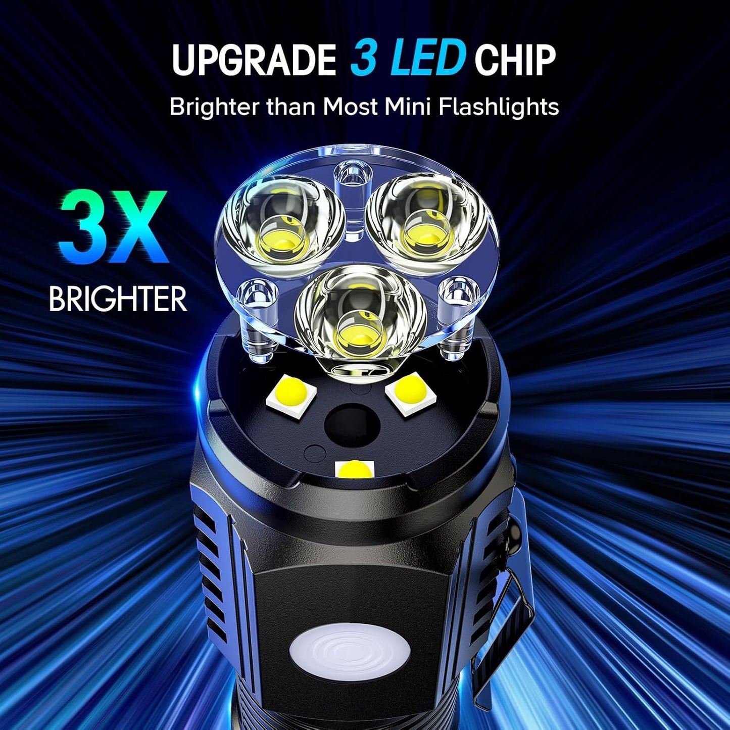 LETMY Rechargeable Mini Flashlights with Magnetic Base, 2 Pack Bright 3 LED Flash Lights, Small Tactical Flashlight with Belt Clip, 4 Lighting Modes Portable Rechargeable Flashlights for Camping Home