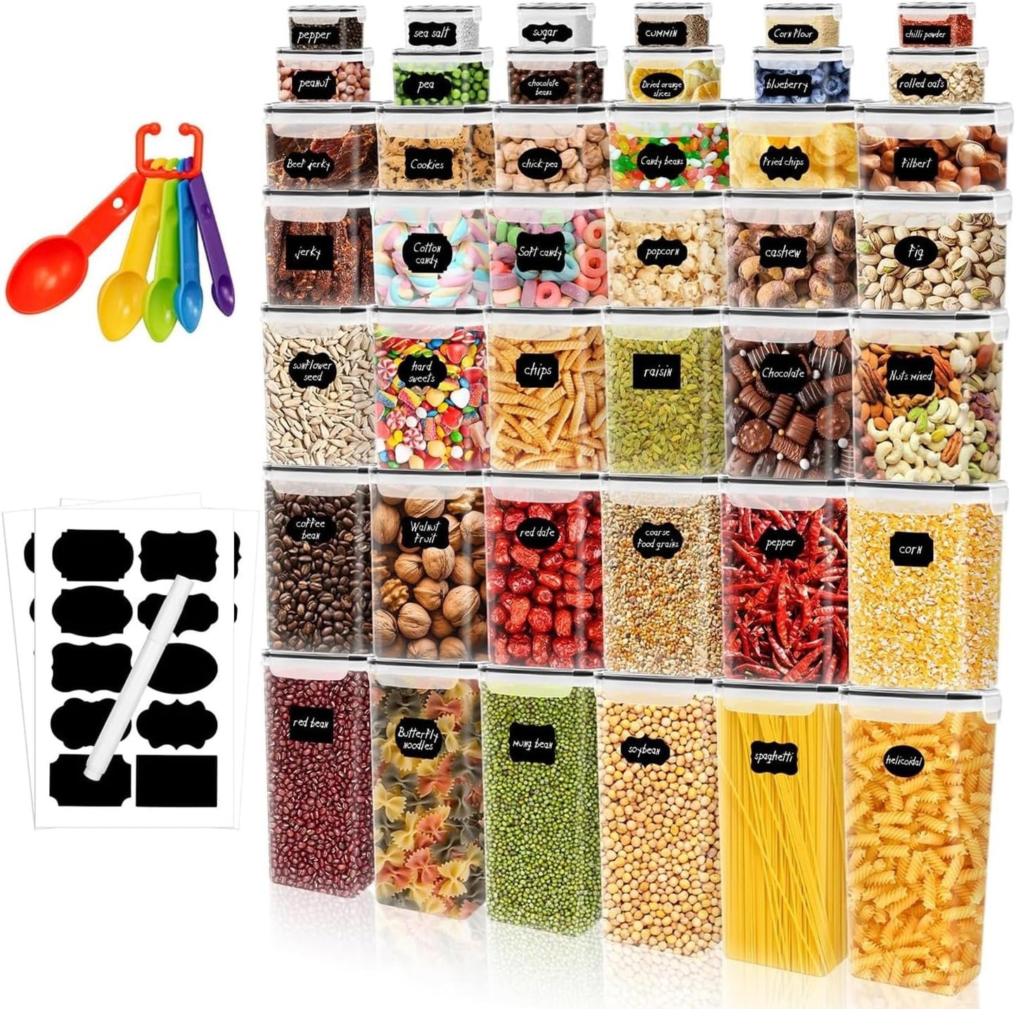 Necomi 42 Pack Airtight Food Storage Containers Set, BPA Free Leak-Proof Kitchen Pantry Organizations, Kitchen Canisters Set, Seal for Flour & Dry Foods, Cereal Storage Containers (42)