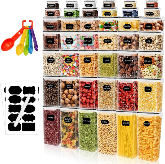 Necomi 42 Pack Airtight Food Storage Containers Set, BPA Free Leak-Proof Kitchen Pantry Organizations, Kitchen Canisters Set, Seal for Flour & Dry Foods, Cereal Storage Containers (42)