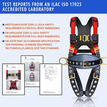 DIJJIG safety harness fall protection harness roofing harness construction harness fall protection safety harness lanyard arnes de seguridad para construccion OSHA/ANSI Compliant csa