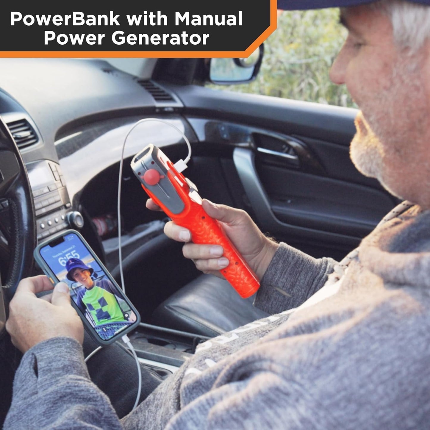 KELVIN 8 Automotive Emergency Tool 8: Power Generator with USB Powerbank, Razor Sharp Seat Belt Cutter, Car Flashlight Emergency Kit, Safety Window Hammer, & 100 db Emergency Siren - Camo