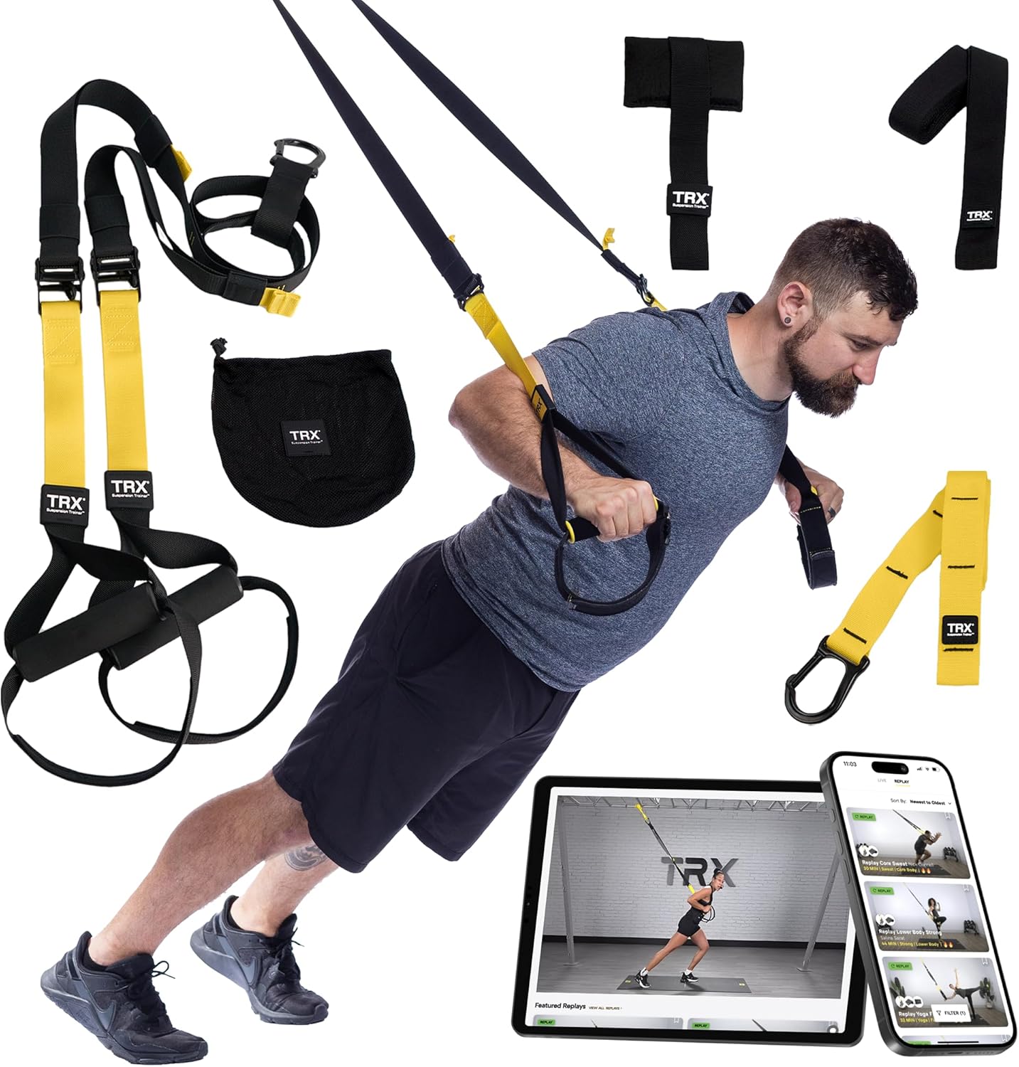 TRX ALL-IN-ONE Suspension Training: Bodyweight Resistance System | Full Body Workouts for Home, Travel, and Outdoors | Build Muscle, Burn Fat, Improve Cardio | Free Workouts Included