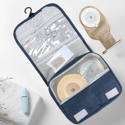 Ostomy Colostomy Travel Bag,Hanging Organizer Bag Accessory Storage Bags Pouch for Ostomy Supplies (Blue)