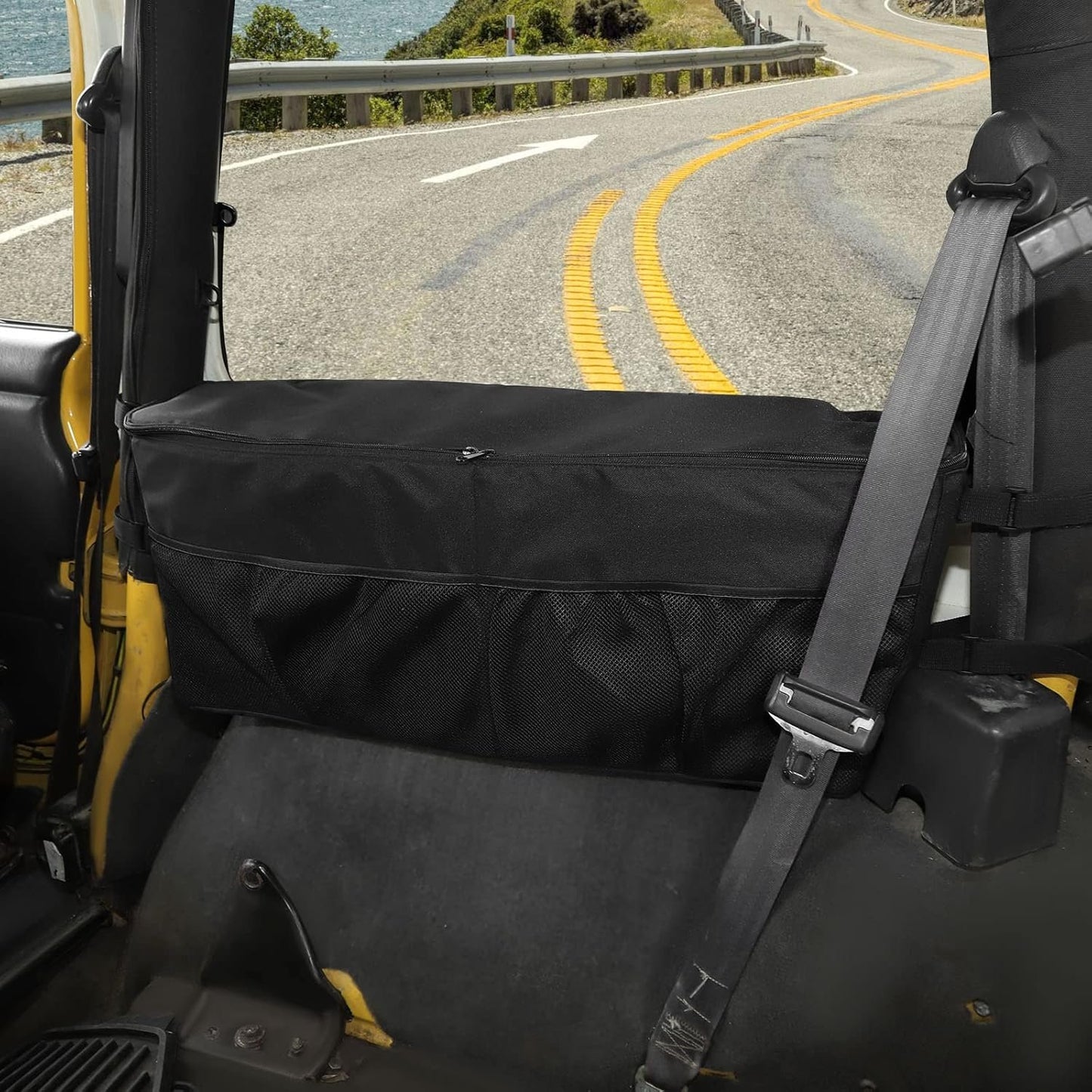 Jimen Compatible with Jeep Wrangler TJ 1997-2006, Trunk Storage Bag Cargo Organizer, Passenger Side