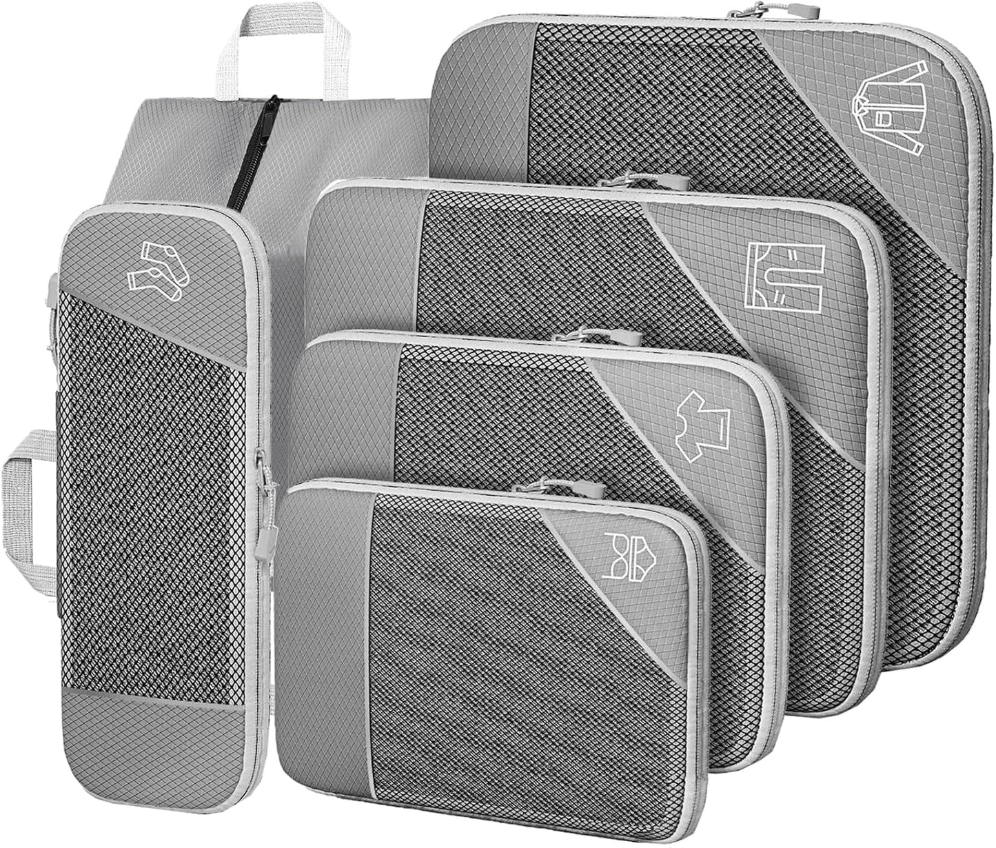 SINZUX Space-Saving Suitcase Organizer, Set of 6 Compression Packing Cubes Travel Organizer, Ultralight Expandable Compression Organizers Suitcase Travel Dividers Suitcase for Traveling