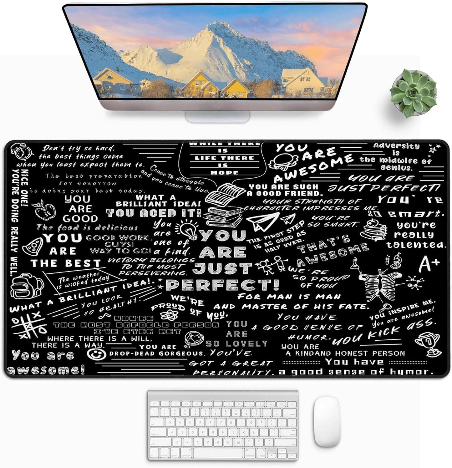 Yzppdhfc Quote You are Large Gaming Mouse Pad Inspirational, Positive Saying Desk Mousepad with Stitched Edges, Non-Slip Base, Waterproof Keyboard Pad, 29.5" X 16"