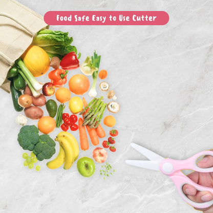 Ceramic Baby Food Scissors - Portable Shears - Healthy Food Cutter with Dust Cover and Storage Case - Cuts Meat, Chicken, Vegetables, Fruits (Pink - 2 Pack)