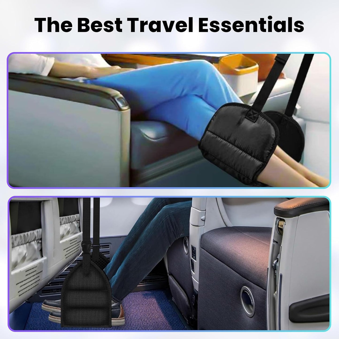 KUTABS Foot Hammock for Plane or Travel Pillow - Airplane Foot Hammock and Plane Foot Rest - Ultimate Travel Accessories with Sleep Mask and Ear Plugs