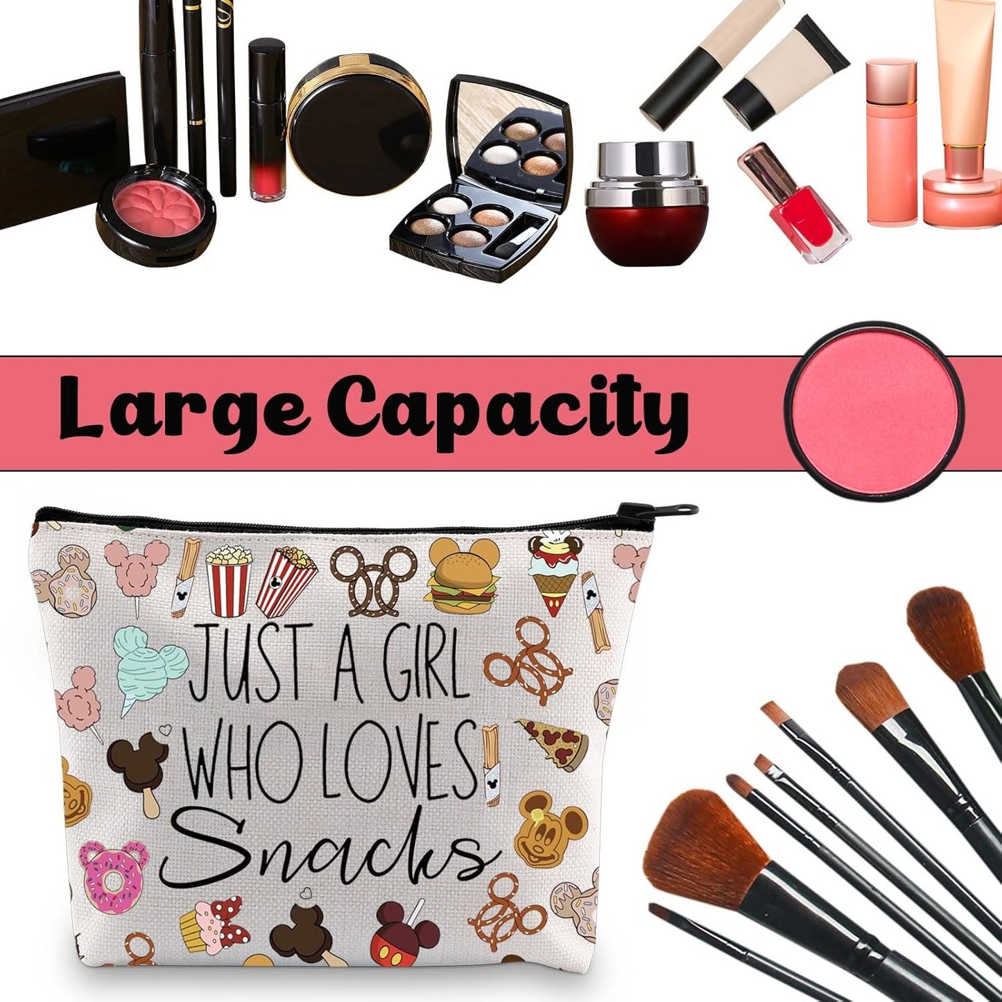 Magical Kingdom Snack Makeup Bag Travel Toiletry Bag Family Trip Snacks Food Lover Gift (Snacks)