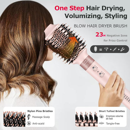 5 in 1 High-Speed Hot Air Styler - Professional Frizz-Free Hair Dryer Brush, Fast Drying Hair Dryer, No Heat Damage Air Styler Wrap - Curl, Volumize, Straighten with Travel Bag