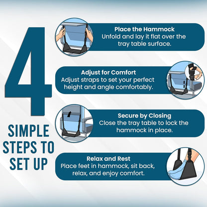 Airplane Foot Hammock | Foot Hammock for Plane Travel | Portable Foot Rest for Air Travel | Feet Rest for Airplane | Ergonomic Swing for Plane Leg Rest with Removeable Base | Travel Essentials