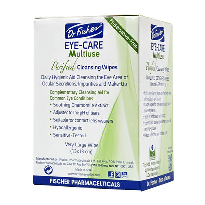 Dr. Fischer Eyelid Wipes. Pre-moistened Eye Wipes for Eyelids. Make-up Remover (Twin Pack)