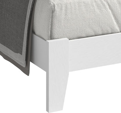 Galano Payne Queen Bed Frame with Headboard – White Platform Bed Frame, Wood Slat Support, No Box Spring Needed, Bedframe Queen Size, Base de Lit Queen, Queen Size Bed Frame