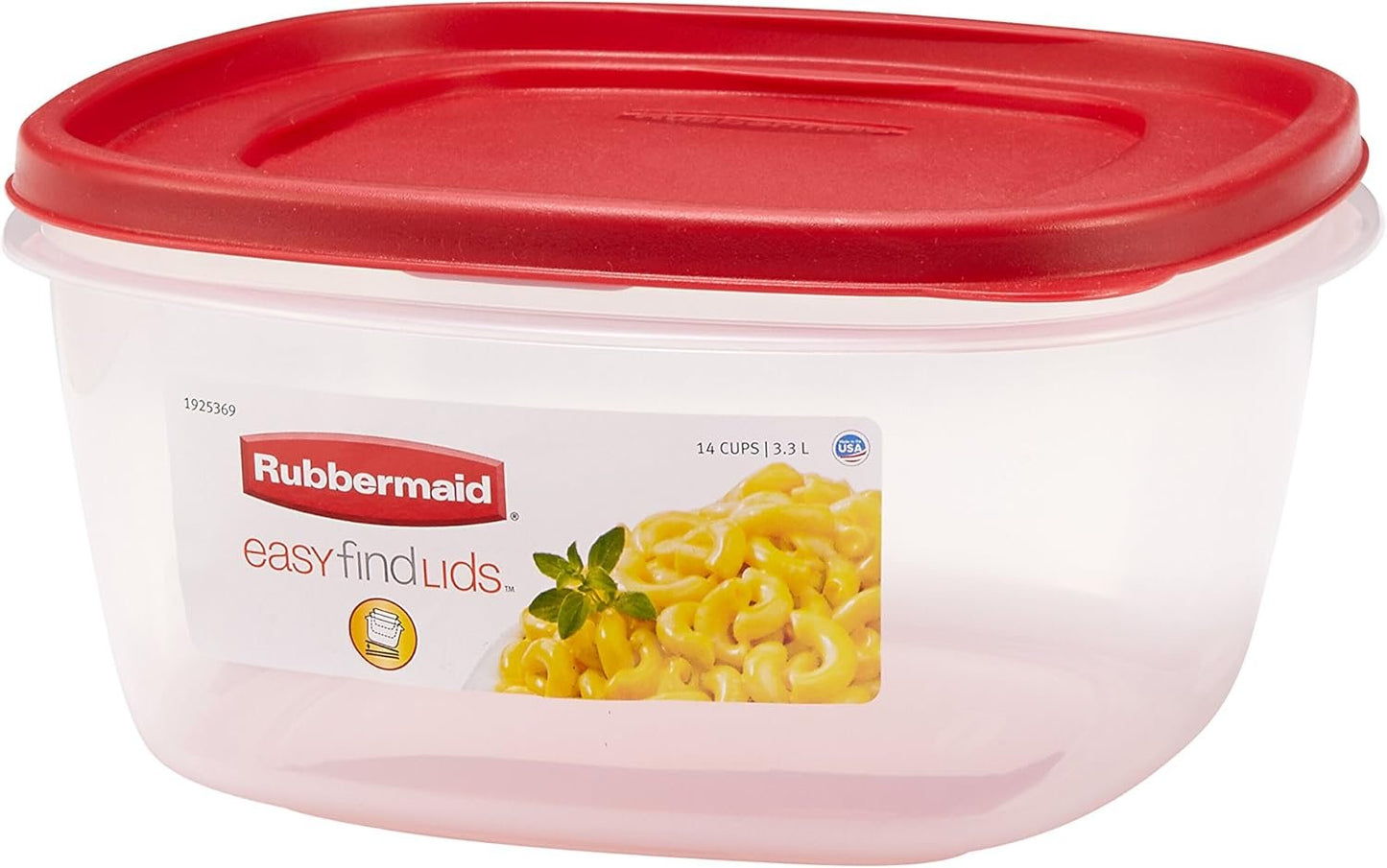 Rubbermaid EasyFindLids Food Storage Container, 3.3 L (14 Cup), Racer Red, 1 Pack