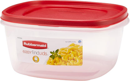 Rubbermaid EasyFindLids Food Storage Container, 3.3 L (14 Cup), Racer Red, 1 Pack