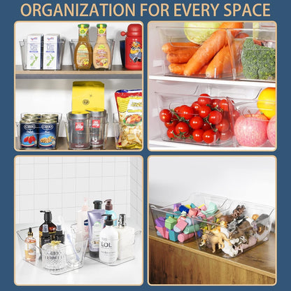 12 Pack Plastic Storage Bins, Multi-Use Organizer Bins, Pantry Organizer, Clear Storage Containers, Bins for Home & Kitchen