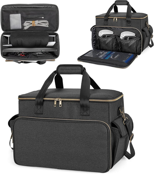 Trunab Gaming Console Travel Bag Compatible with PS5/PS4/Xbox One, Shoulder Storage Bag with Multiple Pockets for 15.6” Laptop and Gaming Accessories (Patented Design)