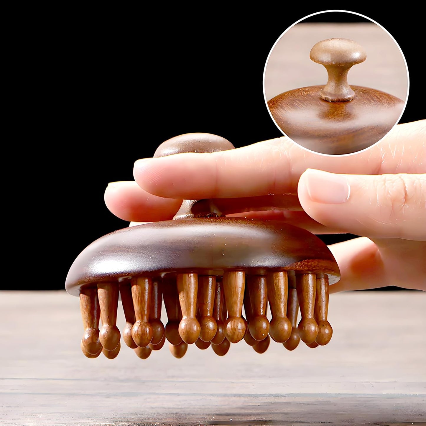 WisBtyCo Massage Hair Brush,Sandwood Hair Scalp Massager with 28 Pins, Wooden Scalp Massage Comb, Wooden with Handle, for Men and Women, Full Body Hair Brush