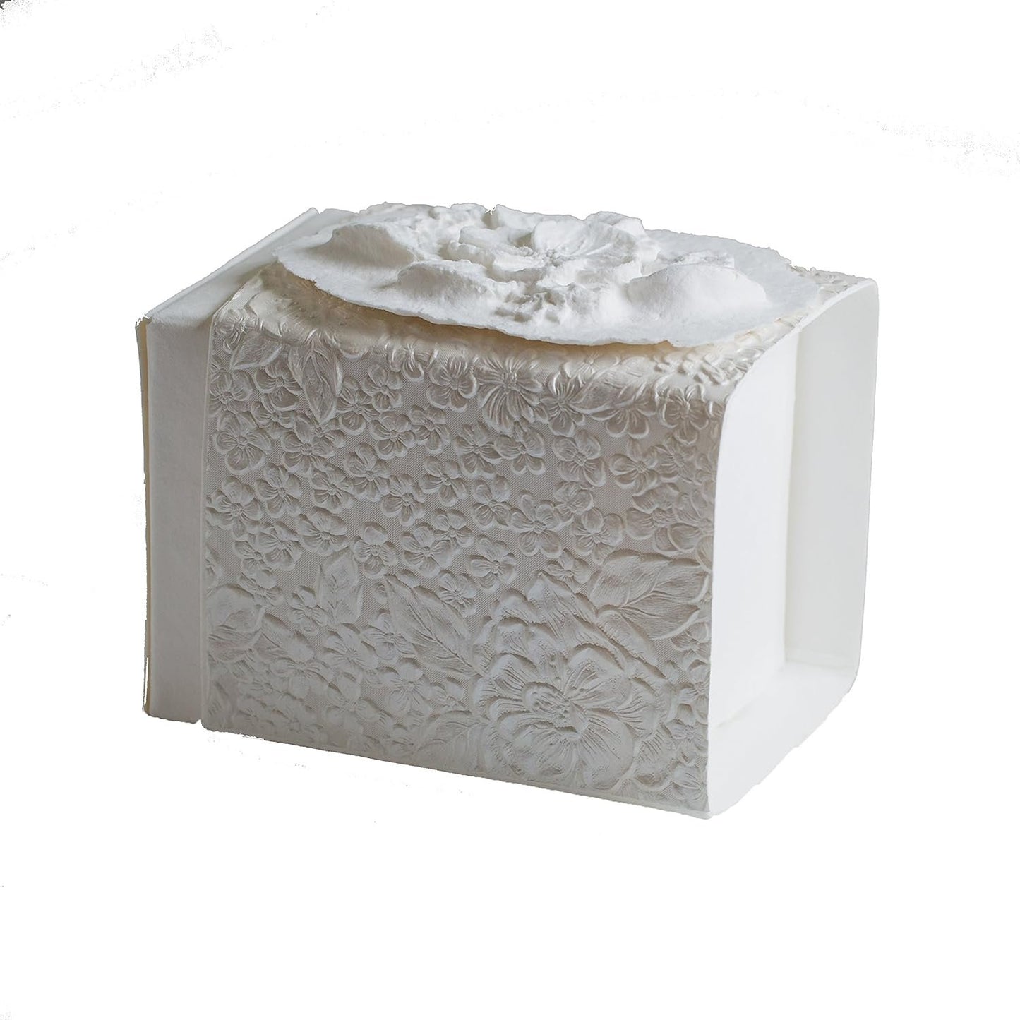 The Favorite Place® Burial Urn Box, (Small Flower at Peace Box), Biodegradable for Ground Burial, Scattering Cremated Ashes in Earth Friendly Eco Urn, (Small, Pearl White)