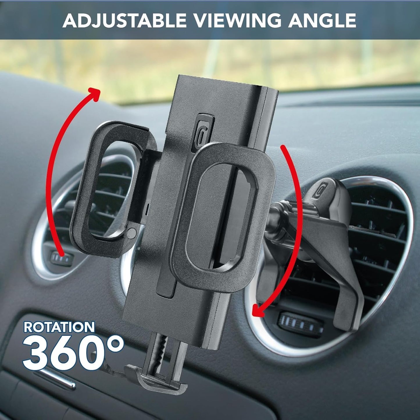 cellularline - Hug Fit - Smartphone holder for car - Attachment to the air vents - Universal Compatibility - Black