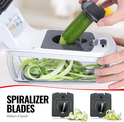 Kisfam Vegetable Chopper（Upgrade）, Onion Chopper Mandolin Slicer Cutter Dicer, Veggie Chopper with 4 Blades, Container for Salad Potato Carrot Garlic, Vegetable Cutter Kitchen Tools & Gadgets