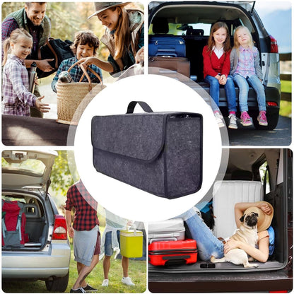 Large SUV Trunk Organizer,Multipurpose collap-sible SUV Trunk Organizer,Felt Car Storage Box with Handle