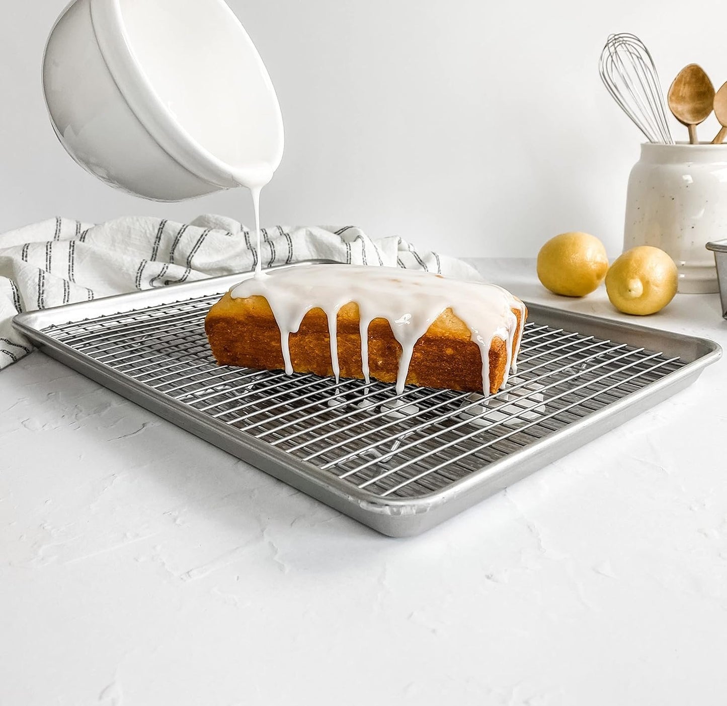 USA Pans USA Pan Bakeware Extra Large Sheet Baking Pan and Bakeable Nonstick Cooling Rack Set