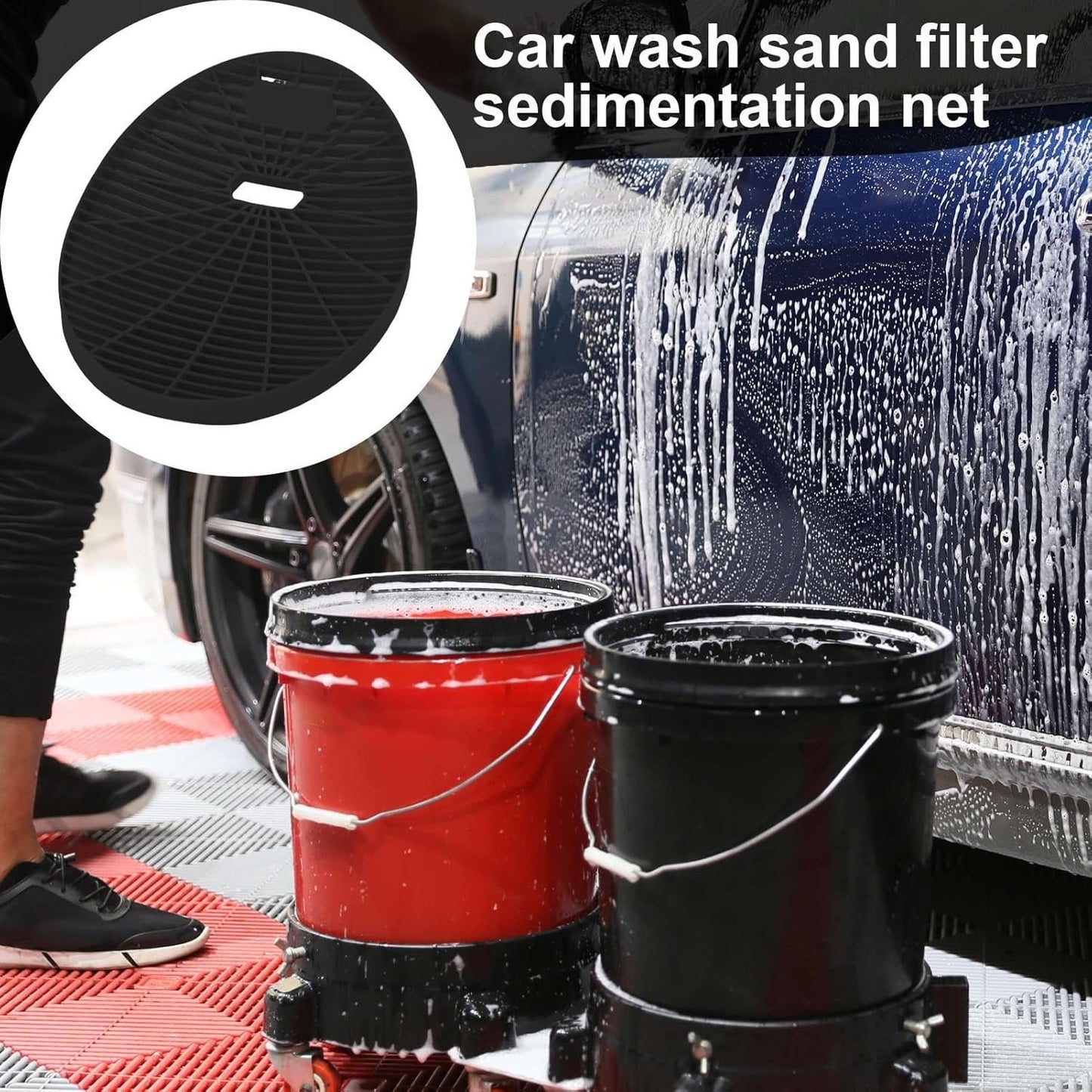Car Wash Bucket, Filter Net Insert, 13.19x10.63x2.56 inches Cleaner Washer Catcher, Separator for Automotive Washing Auto Detailing Vehicle Maintenance and Efficient Cleaning